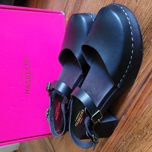 New Black Swedish Hasbeen Irene Clogs